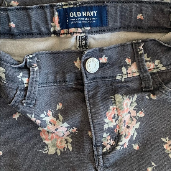 Old Navy Girl’s Jean jeggings Gray Floral - Picture 2 of 4